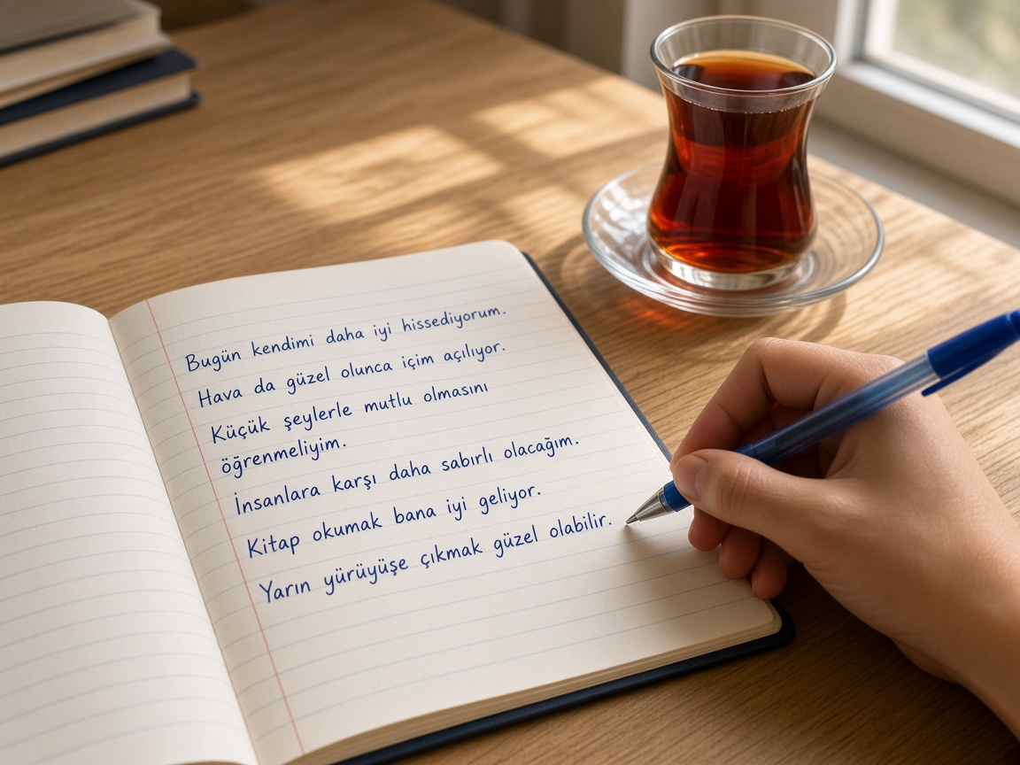 Seans defterinde üç satır.